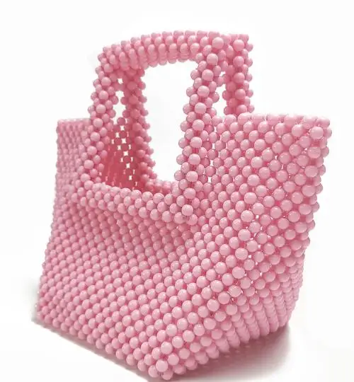 Pink Сумка для ужина дамская сумочка квадратная коробка жемчужная сумка струнная бусина Ins модный тренд индивидуальный дизайн - Цвет: Pink