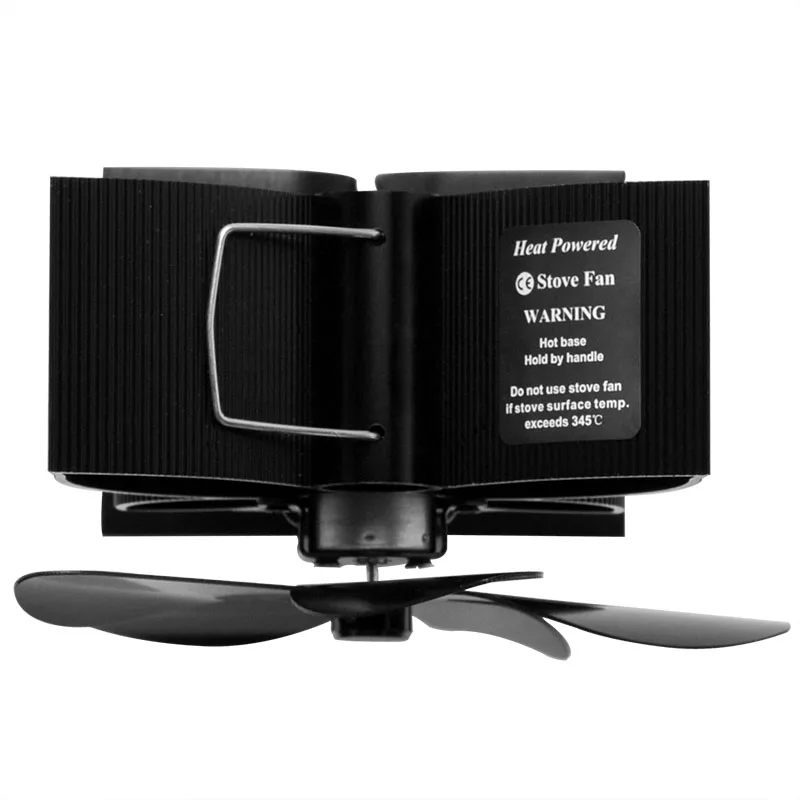 

Black Fireplace Fan 5 Blades Heat Powered Stove Fan Wood Burner Efficient Heat Distribution Home Fireplace Fan