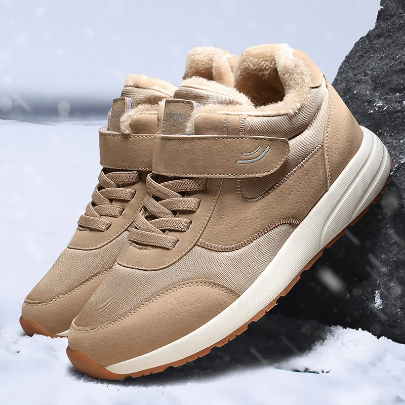 

New Arrival Men Sport Sneakers Plus Velvet Gym Shoes Women Hook & Loop Ladies Walking Shoes Comfortable Outdoor Men Sneakers