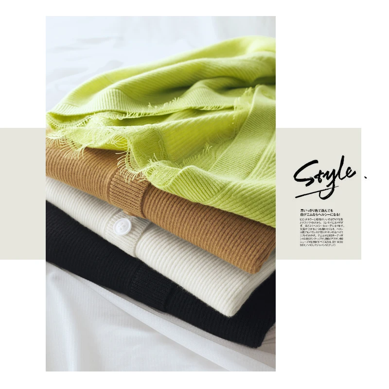 Женский кардиган VOGGIN из мериносовой шерсти свитер с v образным вырезом и длинными