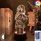 Акриловая неоновая аниме-фигурка, ночной Светильник для детей, девочек, декор для спальни, манга, подарок, питание от Usb, ночной Светильник ильник, лампа