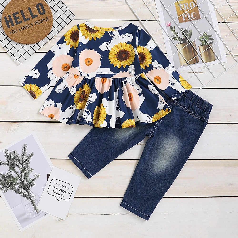 CYSINCOS/2020 летний комплект одежды для детей футболка с цветочным принтом маленьких