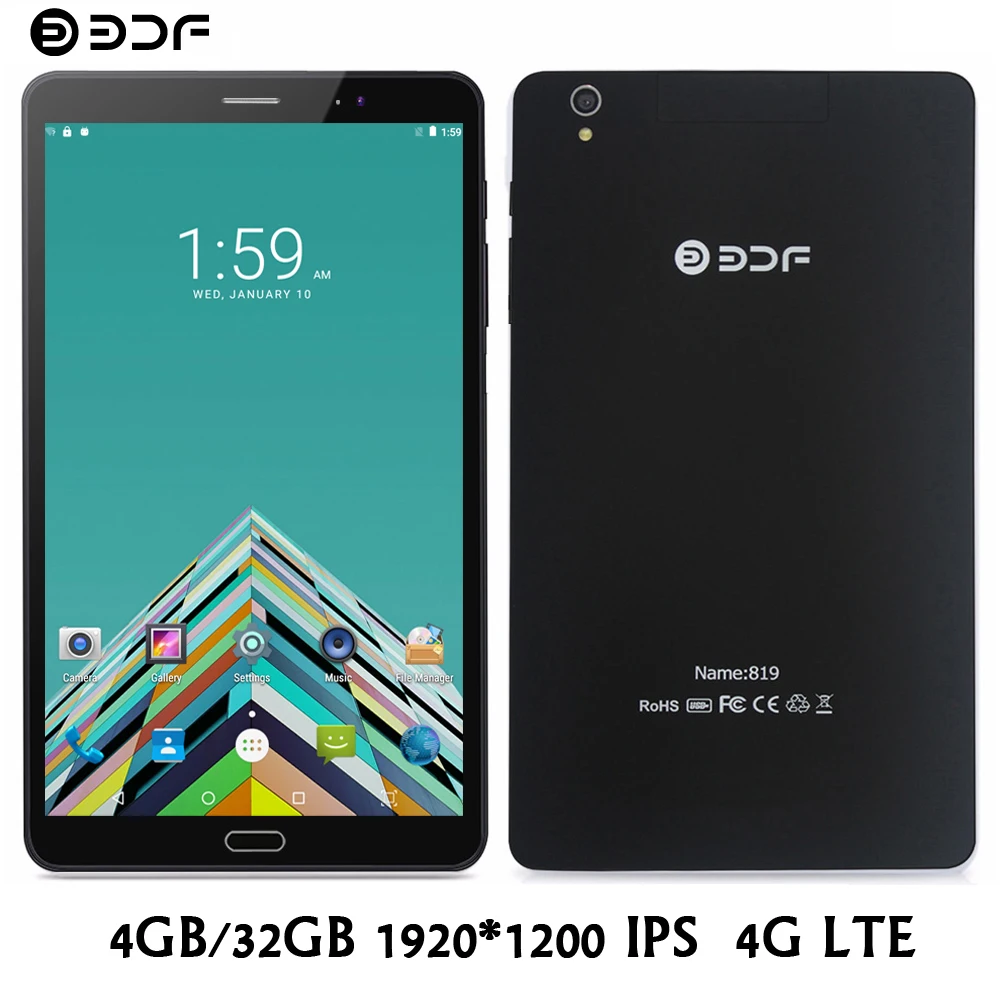 BDF 8 дюймов Android 7,0 планшетный ПК 4G LTE телефонный звонок планшет 4 ГБ/64 Гб Ультра HD камера 1920*1200 ips Восьмиядерный 4G планшеты 7 8 9 дюймов