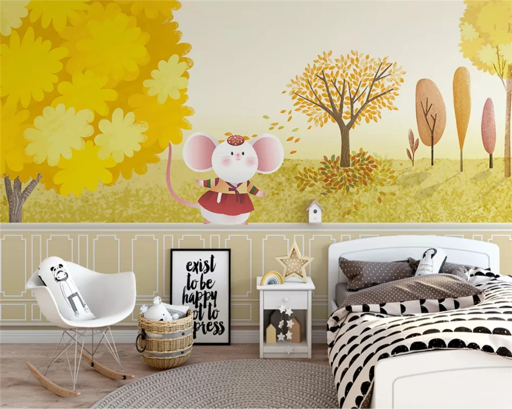 Детские обои по индивидуальному заказу Зеленый Клевер животное Фортуна дерево