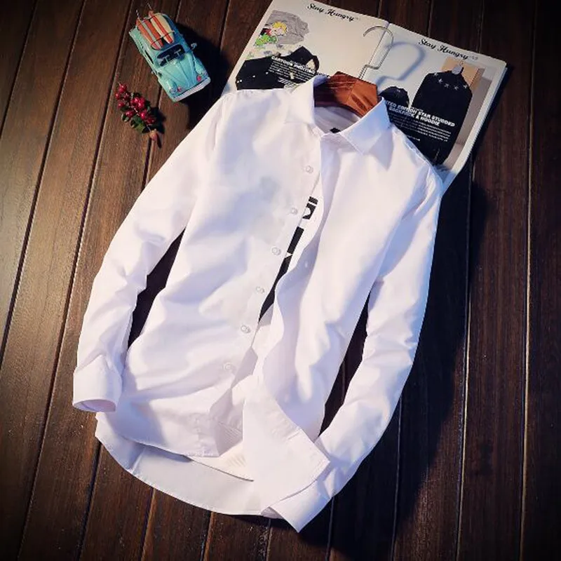 

2019 NEW Men Casual Long Sleeved Solid shirt Slim Fit Male Social Business Dress Shirt Brand Men Clothing Soft Comfortable