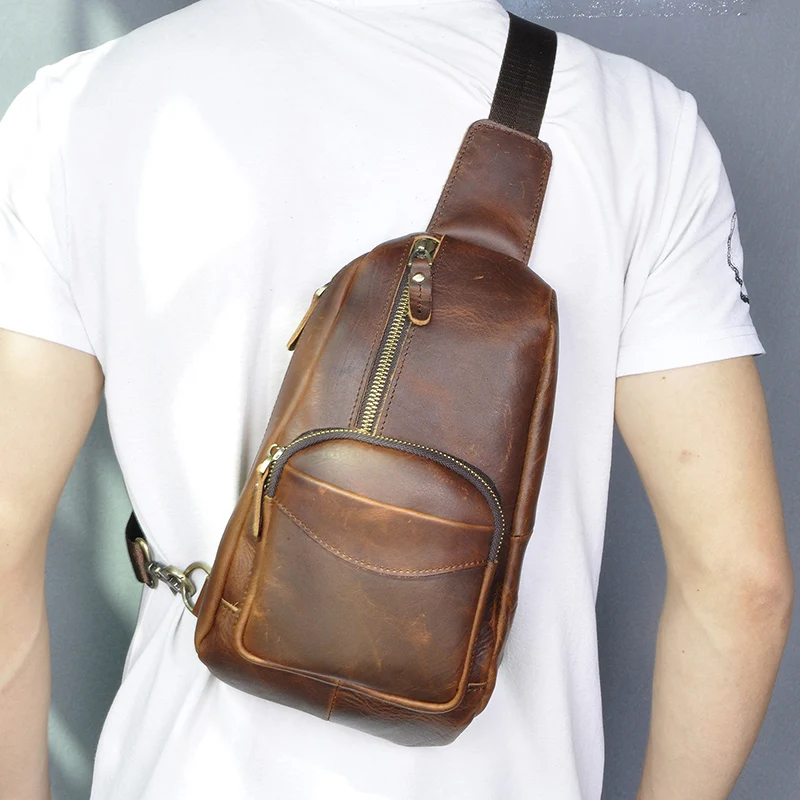 

Мужская сумка через плечо, треугольная, из кожи Крейзи Хорс, 8012-d