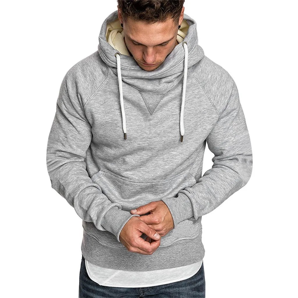 

Men's Spring Solid Color Hoodies Long Sleeve Hooded Wild Stylish Hip Hop Hoodies Front Pocket Hoodies For Sport