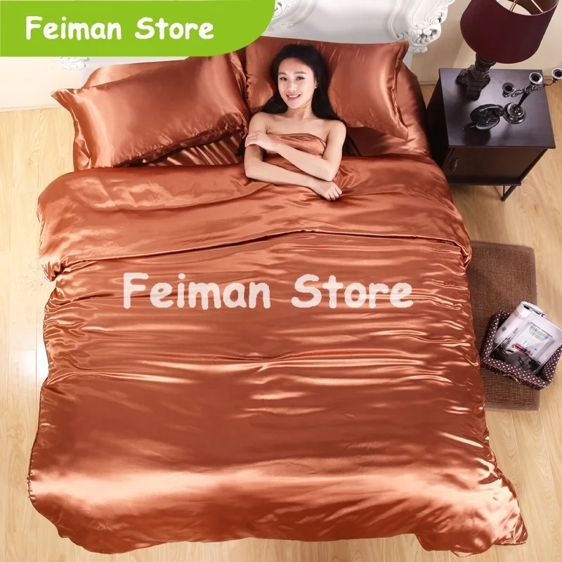 Горячее предложение! Распродажа! 100% чистый атласный Шелковый комплект