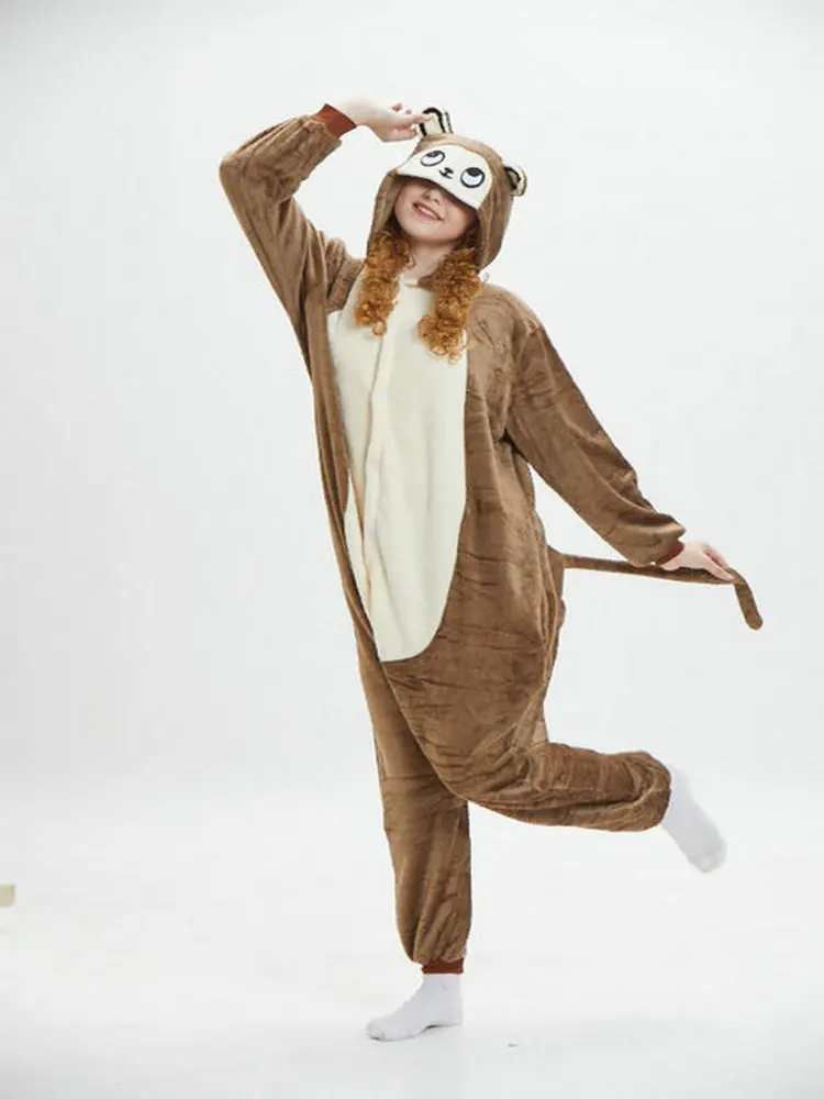 Newest Women Adult Cute Winter Home Cosplay One Piece Pajamas Cartoon Flannel Comfortable Material Casual High Quality Fashion