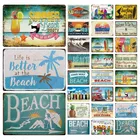 Пляжные Оловянная табличка металлический Винтаж летние металлический настенный знак пляжные декор для пляжного зонтика бар Beach House Seaside декоративная тарелка