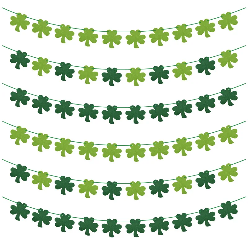

3M 10Flags Shamrock Banner Green Felt Clover Flower Garland Saint Patricks Day Decoration Irish Party Bunting Banners Wall Decor