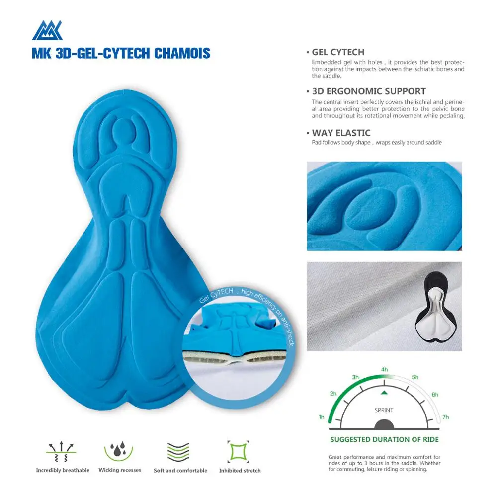 

MY KILOMETRE Mens Cycling Bib Shorts with Big Side Pockets Padded Bib Shorts Cycling Bike Shorts