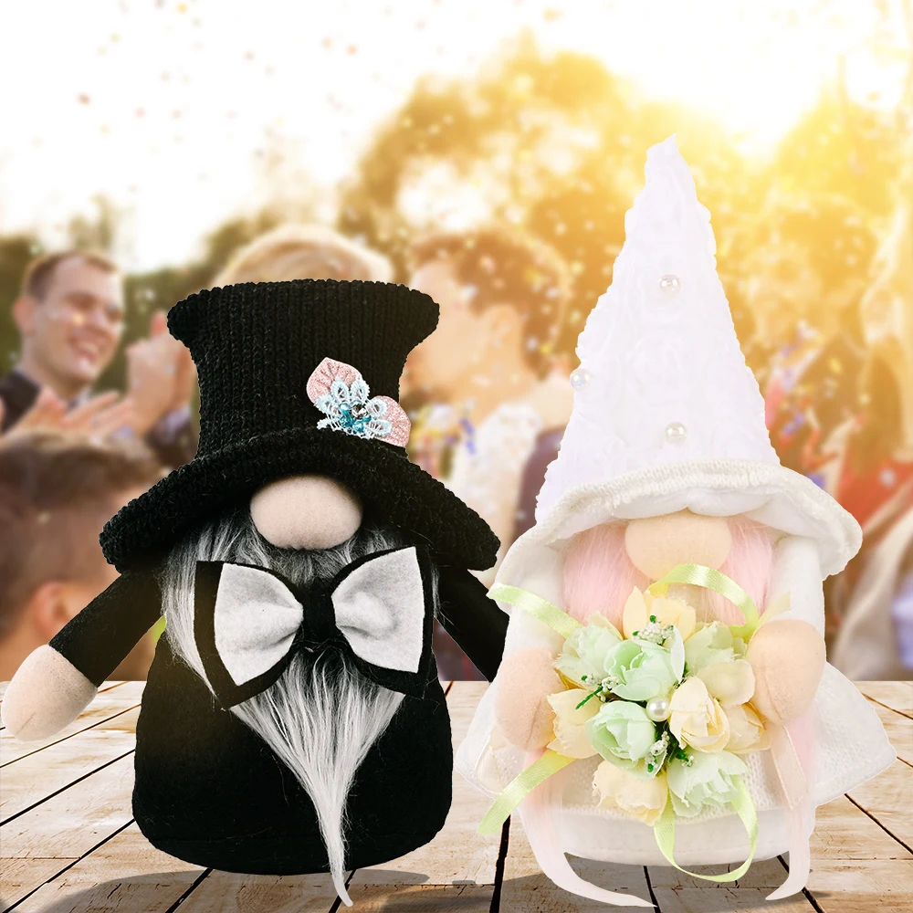 

LuanQI Wedding Season Holding Flowers Ornament Faceless Doll Bedroom Living Room Desktop Decoration Black White Dwarf Dwarf Doll