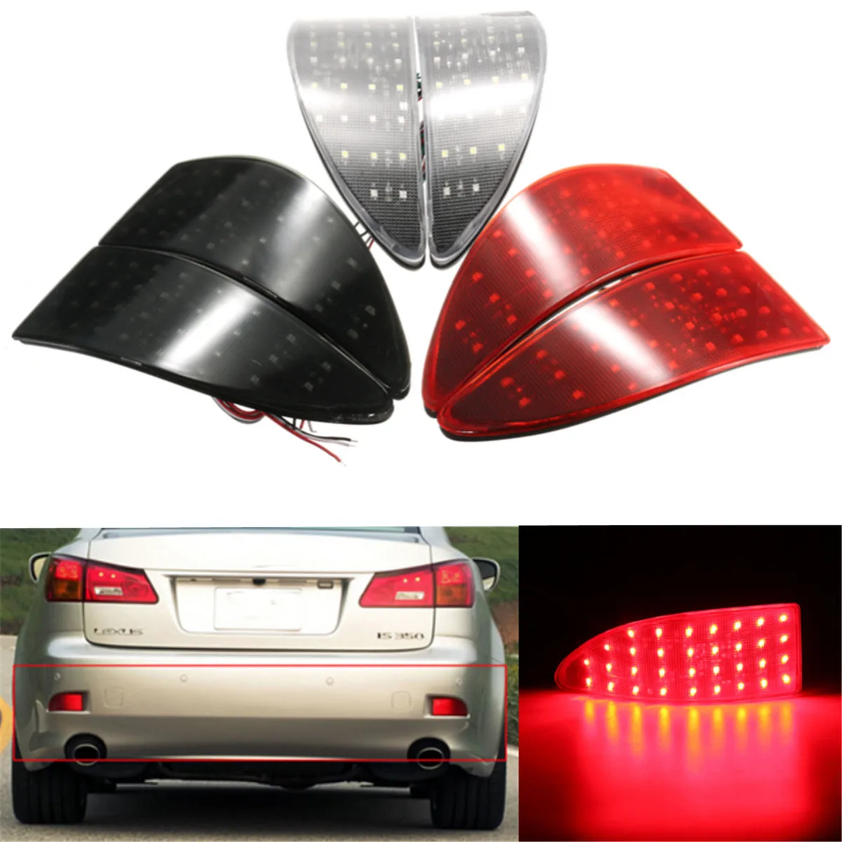 

2pcs Car Rear Bumper LED Fog Light Reflector Fog Lamp Reflectors Tail Lamp For Lexus IS250 IS350 2006-2013