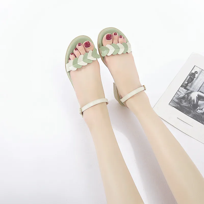 

All-Match Beige Heeled Sandals Comfort Shoes for Women Soft 2021 Summer Med Black Girls New Fashion Flat Clear Medium Scandals B