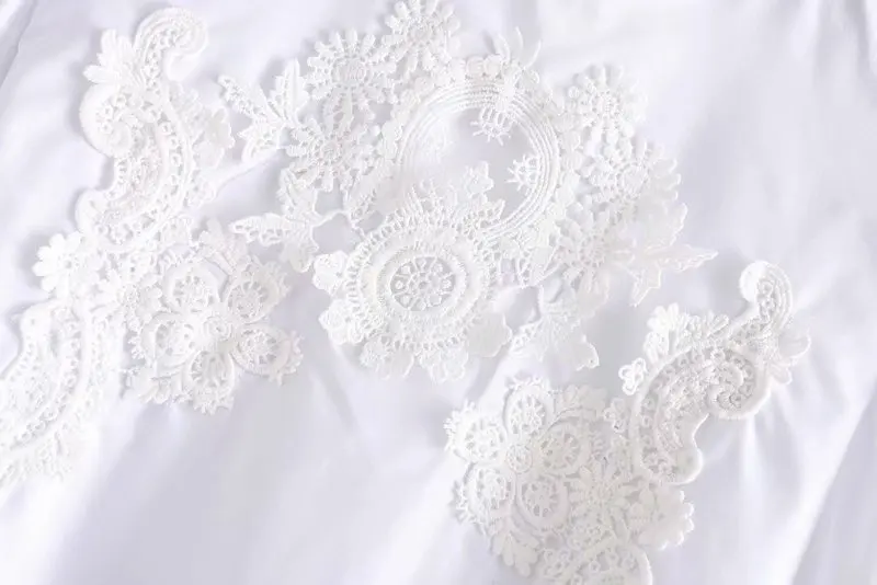 Стильная белая водолазка женская блузка модная кружевная Лоскутная blusas mujer de moda