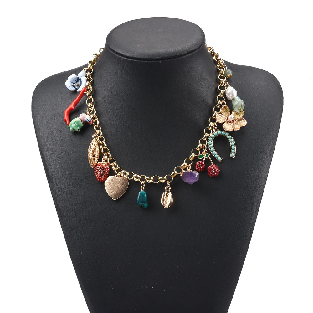 

HYSECMAO New Arrival Bohemain Colorful Geometric Beads Choker Necklace For Women Fashion Shell Pendant Necklace Summer Jewelry
