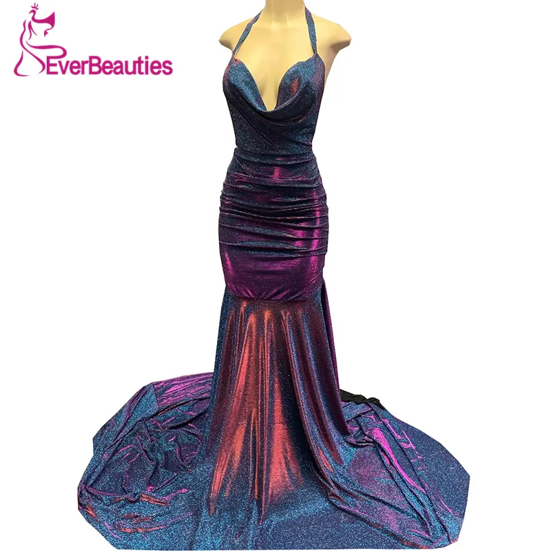 

Robe De Soiree Glittery Sequins Mermaid Evening Dress 2020 Long Party Dress V-Neck Vestidos Elegantes Formelle Robes