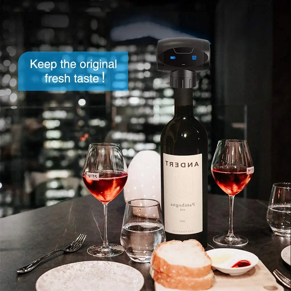 

2020 Vacuum Electric Wine Stopper Fits Reusable Wine Vacuum Pump Wine Stopper Keep Fresh Bar Tools Automatic Vacuum Wine Saver