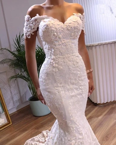 Angelsbridep Off-Shoulder Mermaid Wedding Dresses Vestidos De Novia Sweetheart Appliques Tulle Formal Bridal Gowns Suknia Slubna