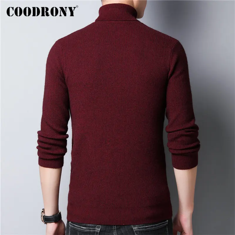 COODRONY свитер для мужчин Уличная мода трикотаж кашемир водолазка Pull Homme осень зима
