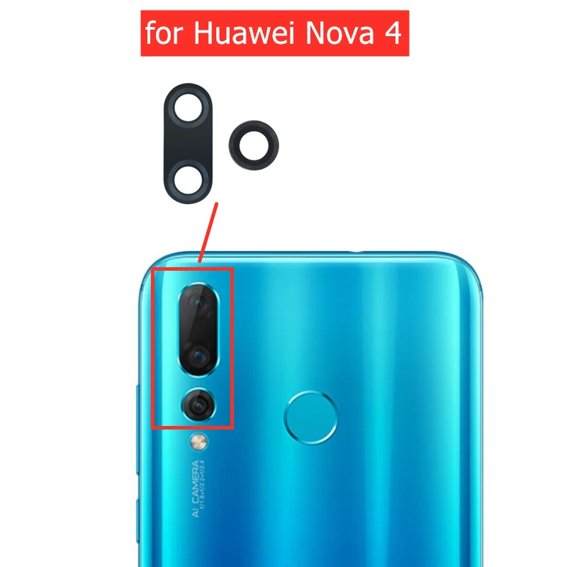 2 шт./компл. для задней камеры Huawei Nova 4 стеклянный объектив стекло с клеем запасные