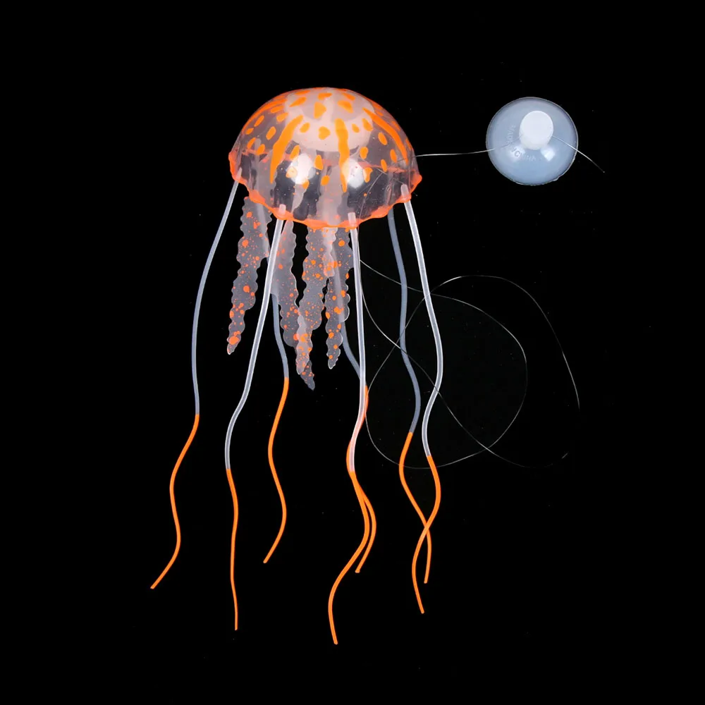 orange(5.3cm) Новое поступление, светящийся эффект, искусственные медузы, украшение аквариума, аквариум для рыб, подводное живое растение, светящийся орнамент - Цвет: orange(5.3cm)