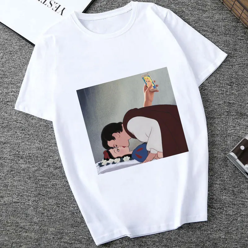 Summer Thin Section Fashion T Shirt Women Tattoo Princess Funny Humor Aesthetic Female T-shirt Leisure Round Neck Tshirt | Женская