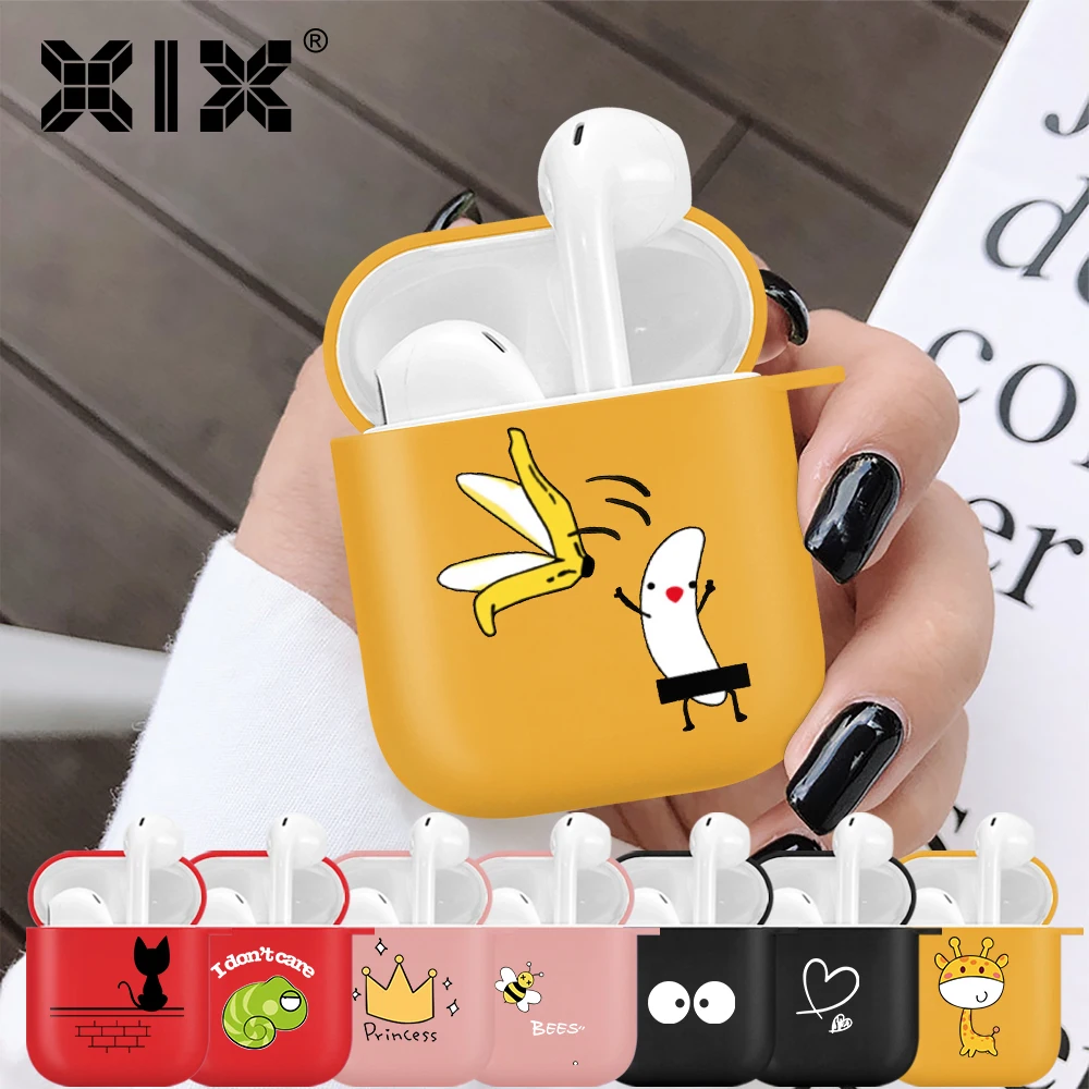 

Забавный чехол для наушников Airpods 1/2, мягкий силиконовый чехол черного цвета, чехлы для зарядки