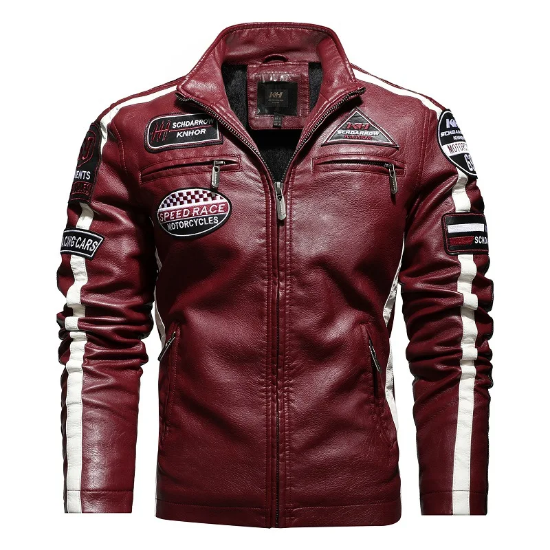 Men's 2020 autumn and winter loose plus size men's leather jacket casual motorcycle pu leather jacket