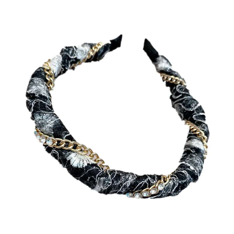 

NEW Luxurious Crystal Rhinestone Hairband Headband for Women Girls Gauze Weaving Metal Chain Hair Band Wedding Hair Accessories