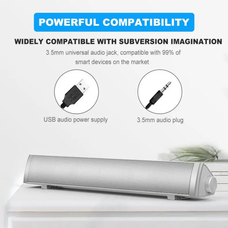 

SADA V-105 Bluetooth Soundbars Speaker Mobile Phone Computer Strip Speaker with 2 Speakers Units and Stereo Surround Sound