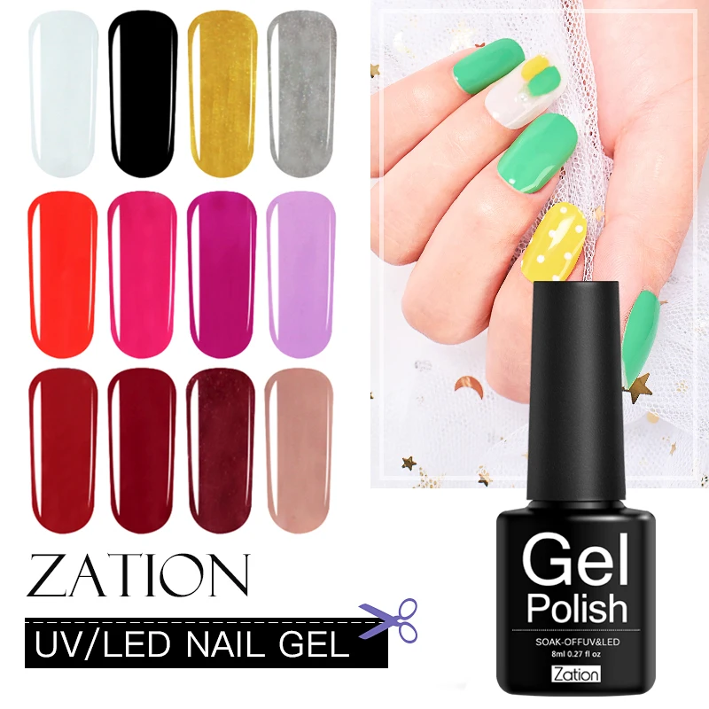УФ светодиодный лак для ногтей Zation блестящий Гель базовый набор