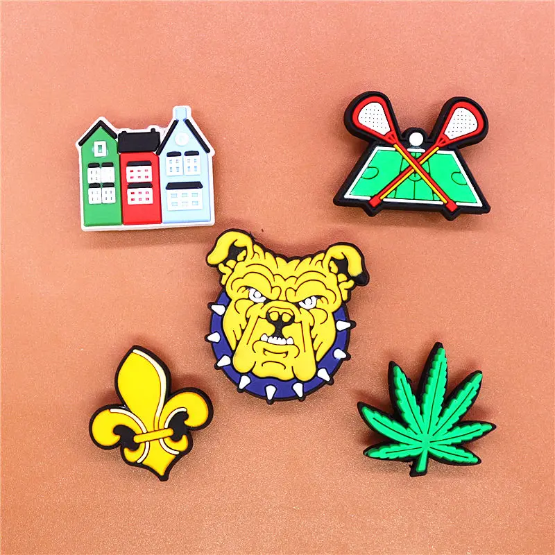 1pcs Cartoon Animal Crock Charms Bully Pitbull Hockey House Weed Shoe Accessories Decoration fit Croc Jibz Party Kids Gifts U220