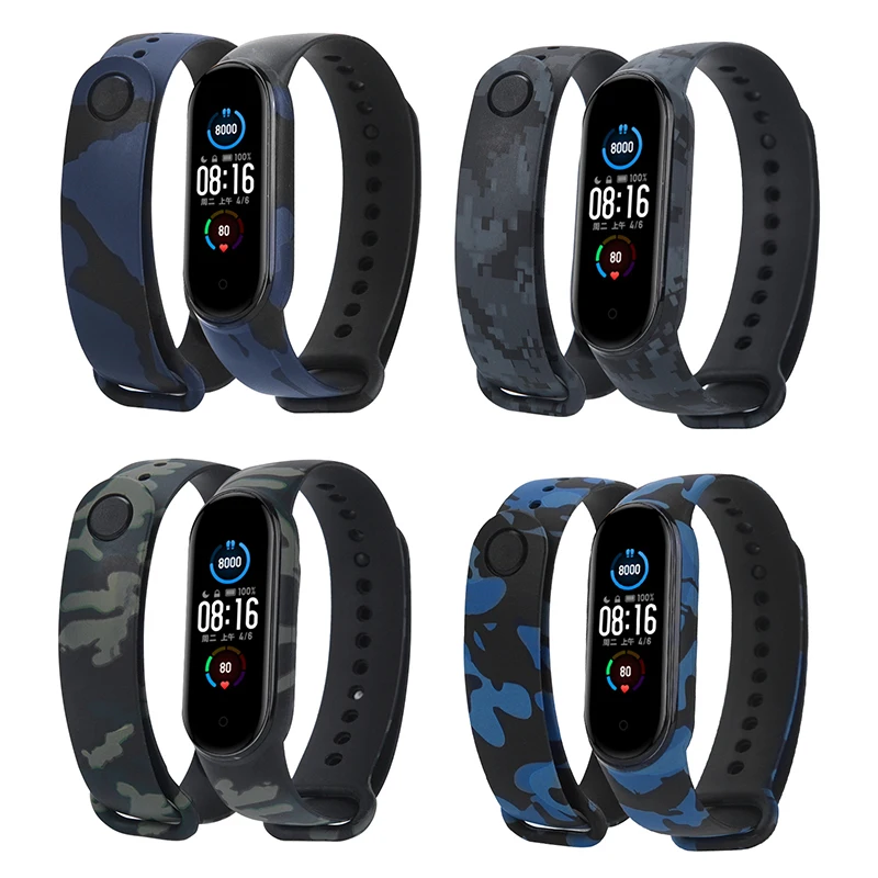 Fashion doodle pattern Bracelets mi band 4 mi band5 miband 6 strap Sports wristband For xiaomi mi band 3 5 6 Silicone TPU straps
