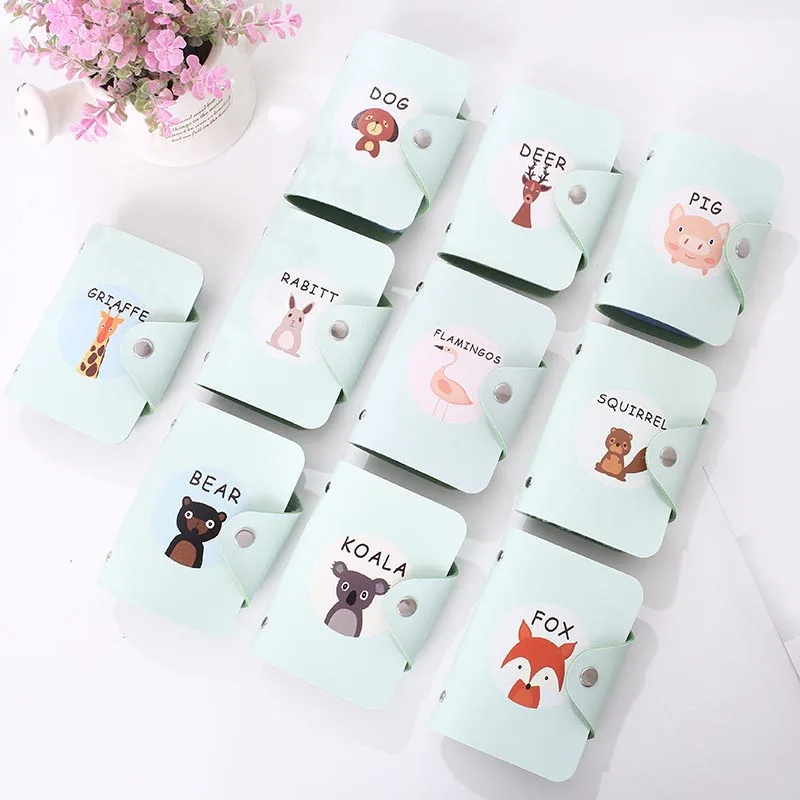 Женский чехол с милым мультяшным животным принтом держатель для кредитных карт