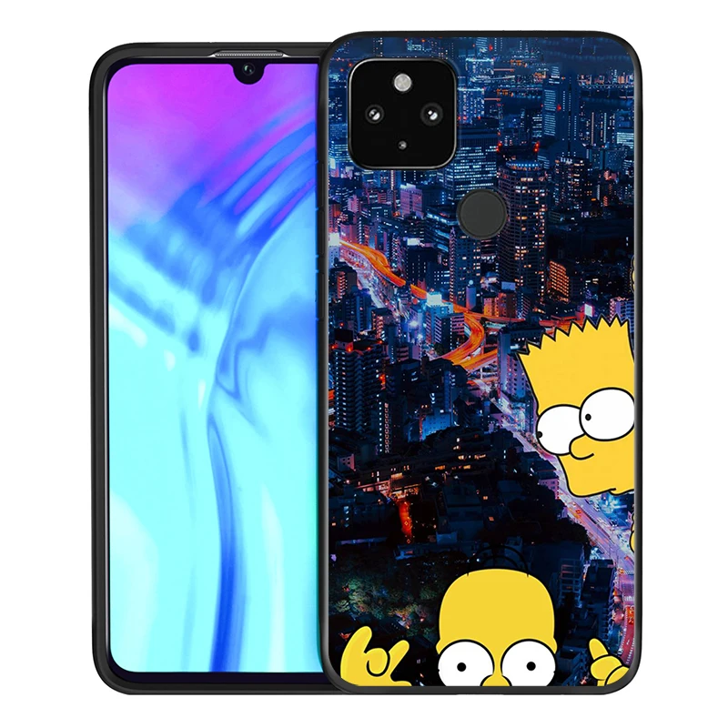 

Fashion Simmpson Shockproof Cover for Google Pixel 5 4 4a XL 5G Black TPU Soft Phone Case