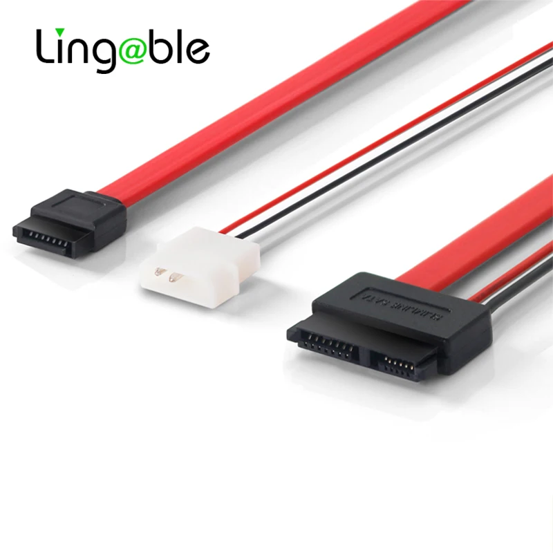 Lingable Slimline SATA кабель тонкий 7 + 6 13Pin к 7Pin Molex конвертер данных питания 30 см для CD/DVD