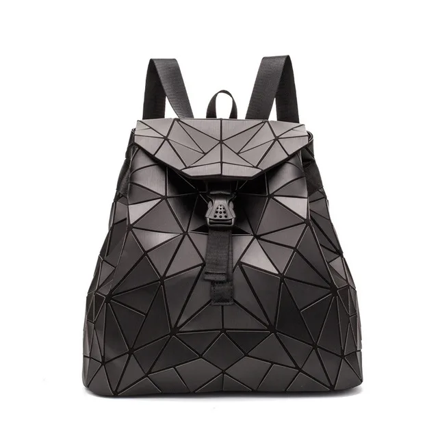 Black backpack Женский рюкзак для мальчиков и девочек, школьная сумка, дорожная сумка с голографической лазерной геометрией, дизайнерский рюкзак, женский рюкзак - Цвет: Black backpack