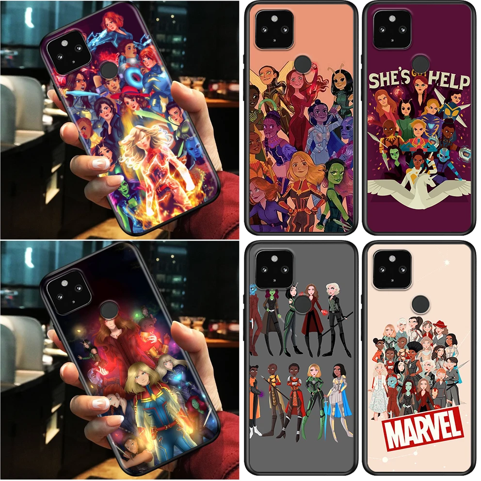 

Avengers Marvel Women Hero Shockproof Cover For Google Pixel 6 6a 5 4 5A 4A XL Pro 5G Black Phone Case Shell Soft Coque