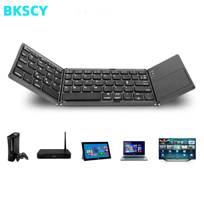 Bkscy портативная складная беспроводная клавиатура сенсорная мини bluetooth для