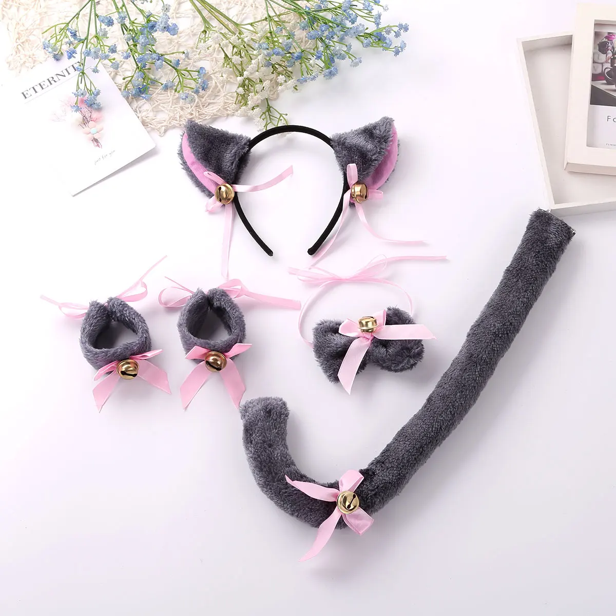 4 шт. обруч для волос с кошачьими ушками и заколками галстуком бабочкой комплект
