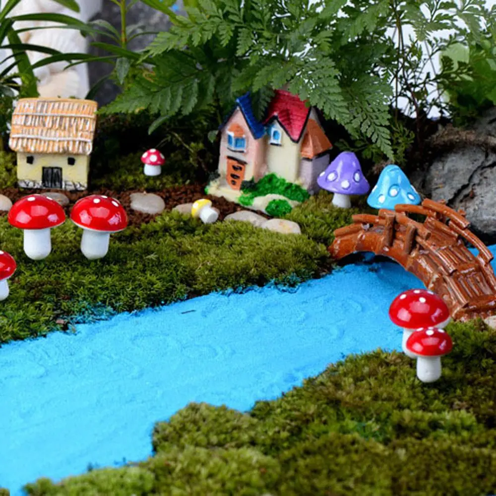 

10Pcs Artificial Mini Mushroom Miniatures Fairy Garden Moss Terrarium Resin Crafts Decorations Stakes Craft
