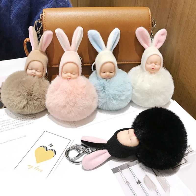 Меховые пушистые куклы с заячьими ушками Спящая Детская кукла плюшевые игрушки