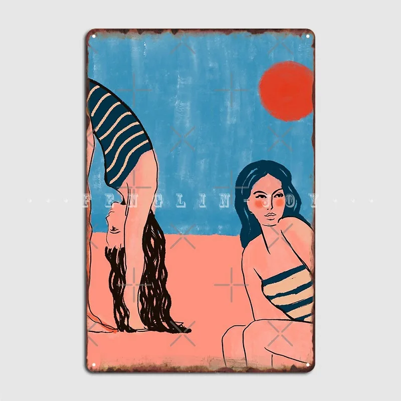 

Les Baigneuses Metal Plaque Poster Cinema Garage Cinema Vintage Garage Decoration Tin Sign Poster