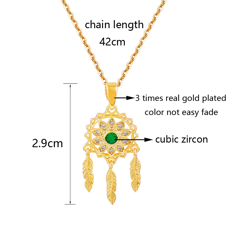 

SINLEERY Ethnic Style Green Crystal Dreamcatcher Pendant Necklace Women Jewelry Accessories XL805 SSK