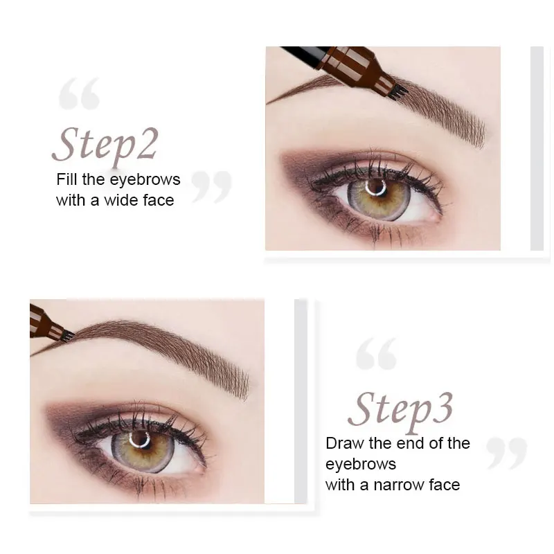 2 в 1 карандаш для бровей с четырьмя вилками жидкая подводка глаз водостойкая