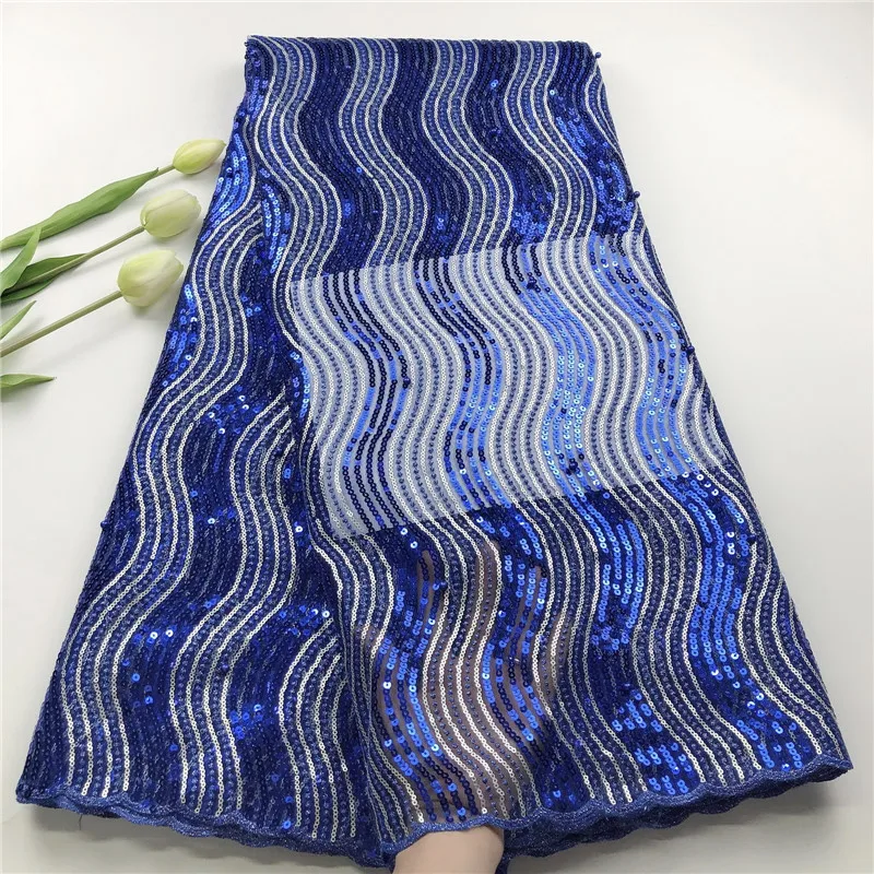 

French Net Lace Fabric With Sequins Nigerian 2020 High Quality Lace African Lace Fabric For Wedding Sewing JHS51