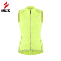 arsuxeo women cycling vest ultralight reflective windproof cycle road bike bicycle mtb vest with back zipper pocket running vest