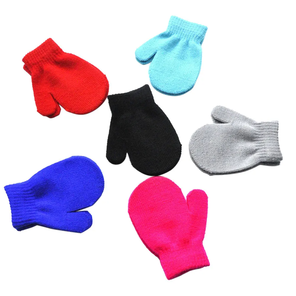 

Winter Christmas Kids Warm Gloves Primary School Cashmere Knit Flip Half Finger Gloves Cartoon Mittens For Boys Girls